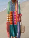 Inaya | Lange badjas met patchwork in meerdere kleuren